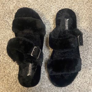 Koolaburra by UGG Furr-ah Buckle Double Strap Slipper Sandal US 10/UK 8